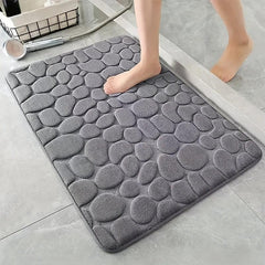 Absorbent Cobblestone Bathroom Rugs Non Slip Machine Washable Bath Rugs