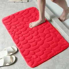 Absorbent Cobblestone Bathroom Rugs Non Slip Machine Washable Bath Rugs