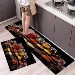 Boho Kitchen Rugs Set - Non Slip Cushioned Flannel Mats