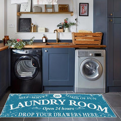 Anti-Skid Waterproof Laundry Mat Retro Pattern Kitchen Bathroom Decor