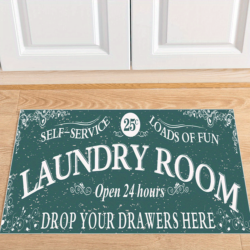 Anti-Skid Waterproof Laundry Mat Retro Pattern Kitchen Bathroom Decor