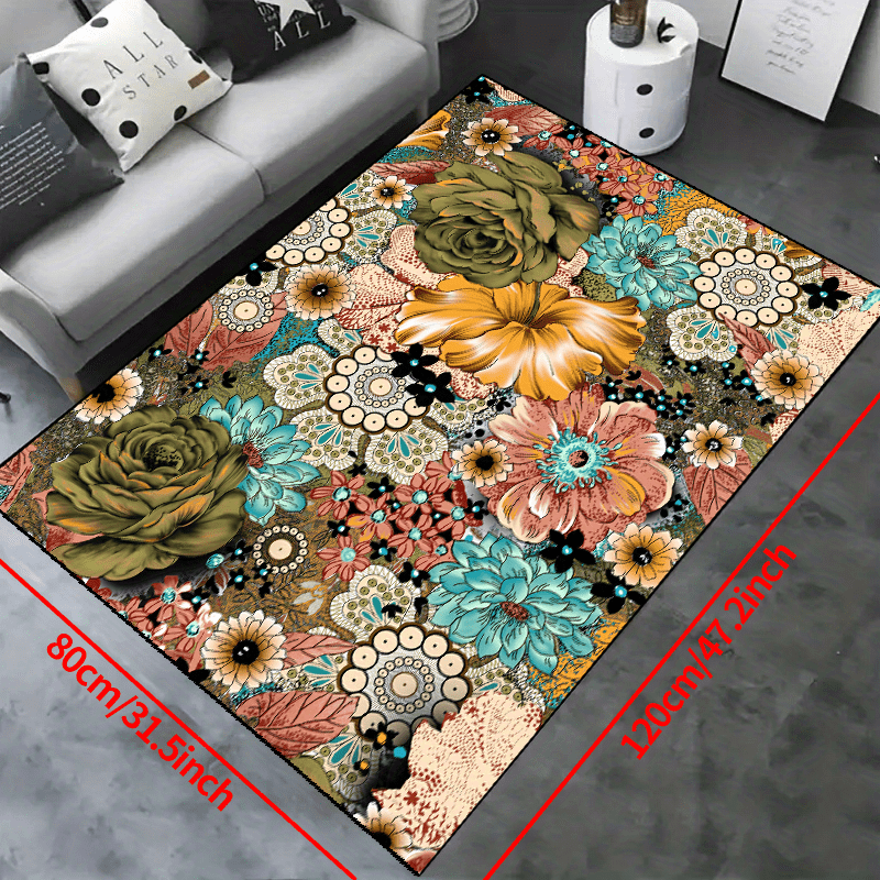 Decor Rug Ho Flowers Non-slip Resistant Rug Machine Washable Waterproof Carpet