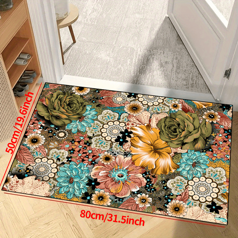 Decor Rug Ho Flowers Non-slip Resistant Rug Machine Washable Waterproof Carpet