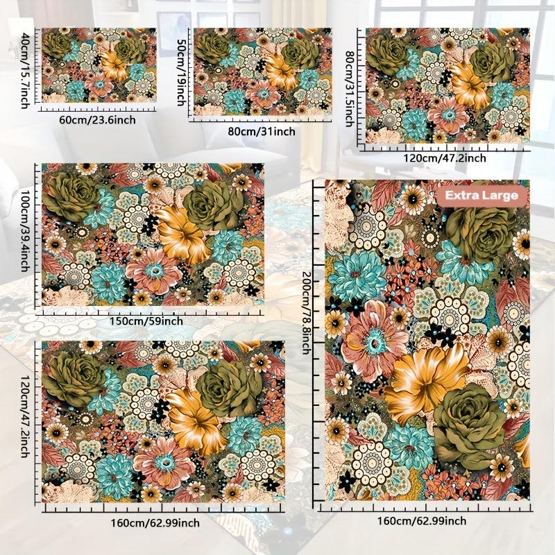Decor Rug Ho Flowers Non-slip Resistant Rug Machine Washable Waterproof Carpet