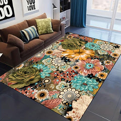 Decor Rug Ho Flowers Non-slip Resistant Rug Machine Washable Waterproof Carpet