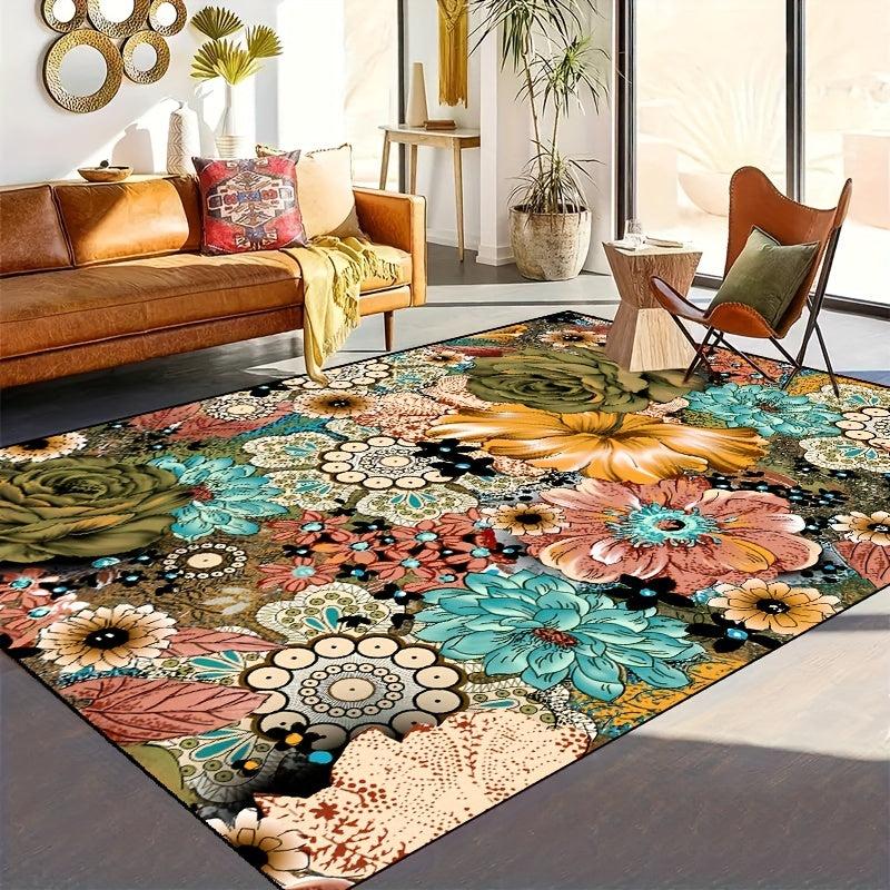 Decor Rug Ho Flowers Non-slip Resistant Rug Machine Washable Waterproof Carpet