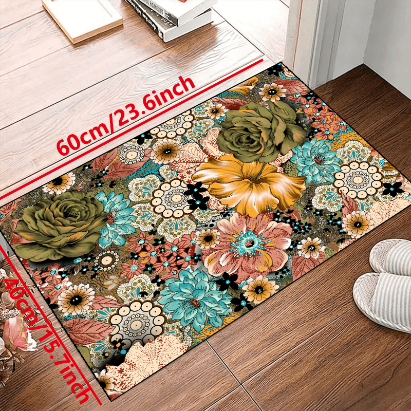 Decor Rug Ho Flowers Non-slip Resistant Rug Machine Washable Waterproof Carpet
