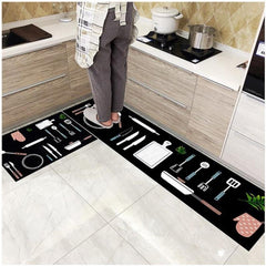 Modern Patterned Kitchen Mat Machine Washable Non-slip Soft Rug Doormat