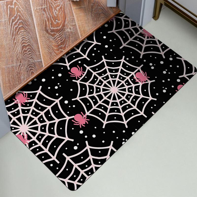 Halloween Spider Web Printed Mat Soft Carpet Room Decor
