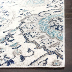 Damask Floral Area Rug Grey Small Entryway Boho Doormat Faux Wool Washable