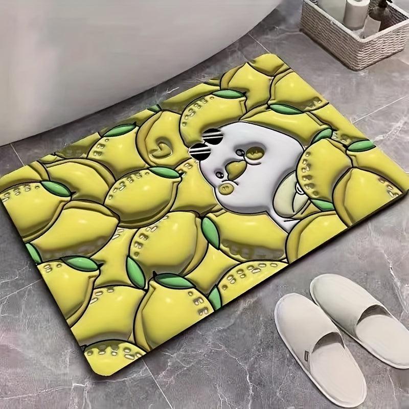 3D Diatom Mud Bath Mat Fruit Non Slip Bathroom Rug Ultra Soft Water Absorbent