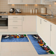 2pcs Cushioned Anti Fatigue Kitchen Rug Spice Pattern Soft Thickened Kitchen Rug