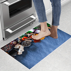 2pcs Cushioned Anti Fatigue Kitchen Rug Spice Pattern Soft Thickened Kitchen Rug