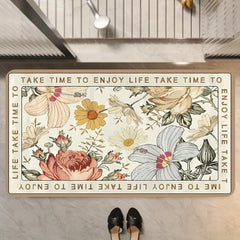 Floral Floor Mat Absorbent Non Slip Bathroom Carpet Small Washable Quick Dry
