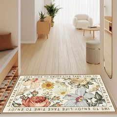 Floral Floor Mat Absorbent Non Slip Bathroom Carpet Small Washable Quick Dry