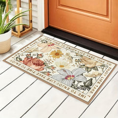 Floral Floor Mat Absorbent Non Slip Bathroom Carpet Small Washable Quick Dry