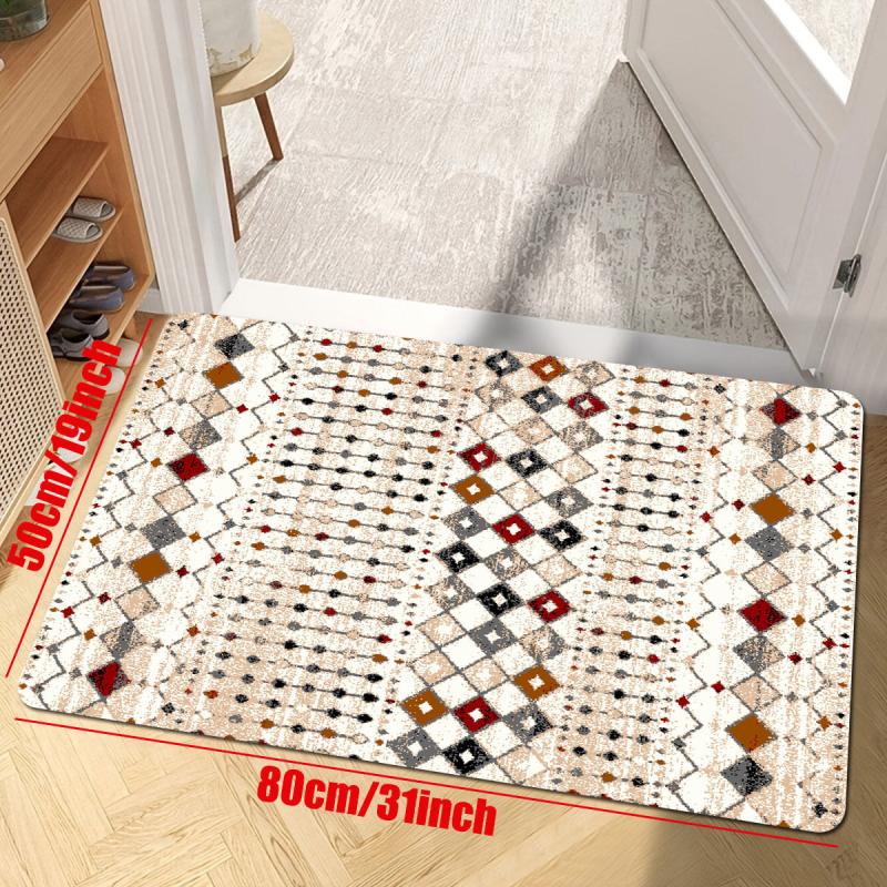 Nordic Style Geometric Kitchen Rug Soft Thickened Floor Mat Non-slip