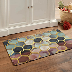 Hexagon Pattern Floor Mat Modern Kitchen Rug Indoor Carpet
