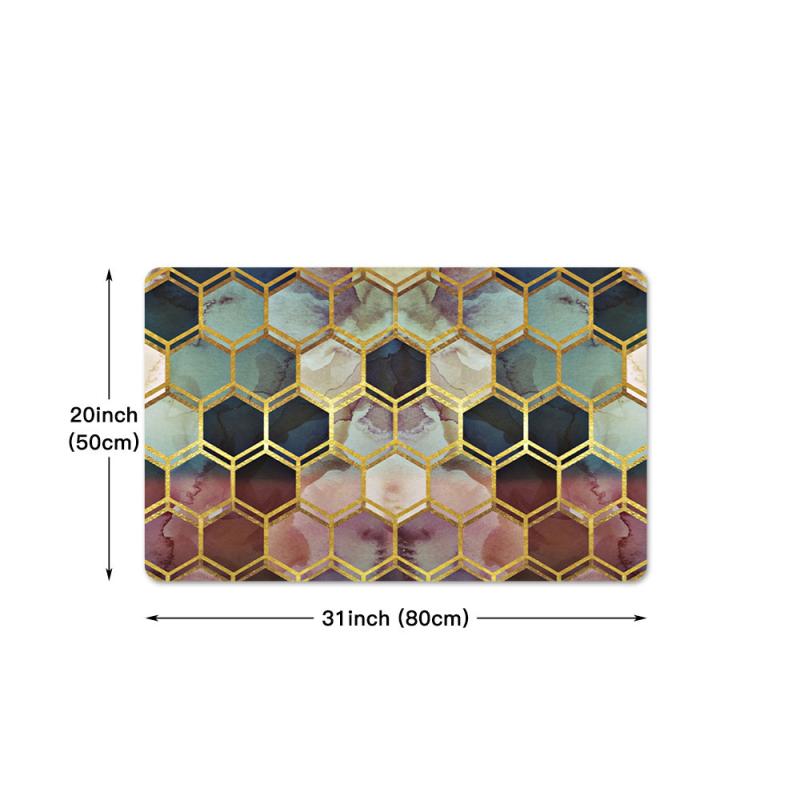 Hexagon Pattern Floor Mat Modern Kitchen Rug Indoor Carpet