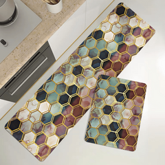 Hexagon Pattern Floor Mat Modern Kitchen Rug Indoor Carpet