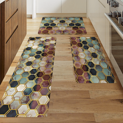 Hexagon Pattern Floor Mat Modern Kitchen Rug Indoor Carpet