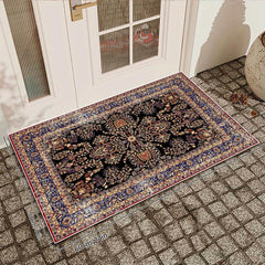 Floral Graphic Vintage Rug Washable Soft Non Slip Mat For Living Room & Bedroom