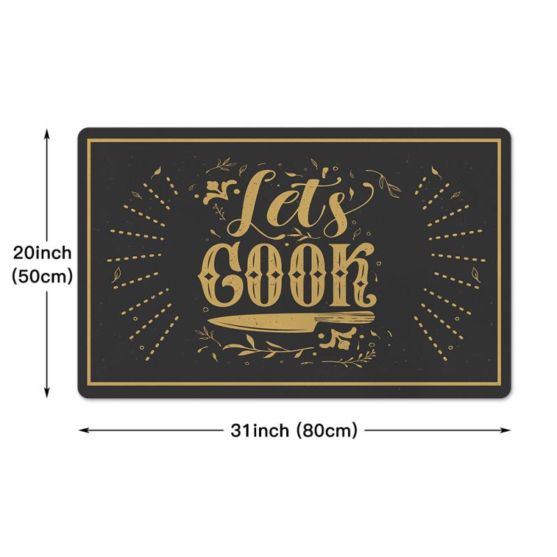 1pc Cook Kitchen Rug Letter Printing Floor Mat Household Kitchen Mat