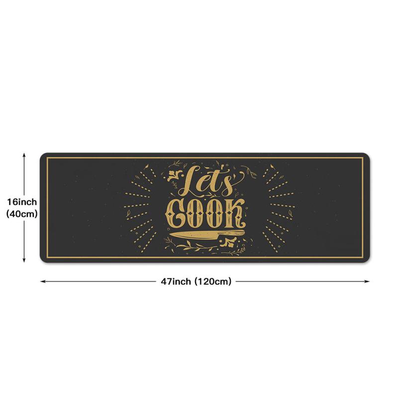1pc Cook Kitchen Rug Letter Printing Floor Mat Household Kitchen Mat