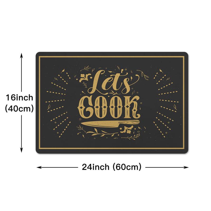 1pc Cook Kitchen Rug Letter Printing Floor Mat Household Kitchen Mat