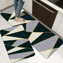 Geometric Pattern Kitchen Rug Dirt Resistant Waterproof Floor Mat