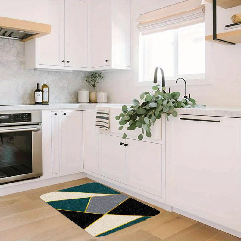 Geometric Pattern Kitchen Rug Dirt Resistant Waterproof Floor Mat