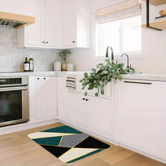 Geometric Pattern Kitchen Rug Dirt Resistant Waterproof Floor Mat