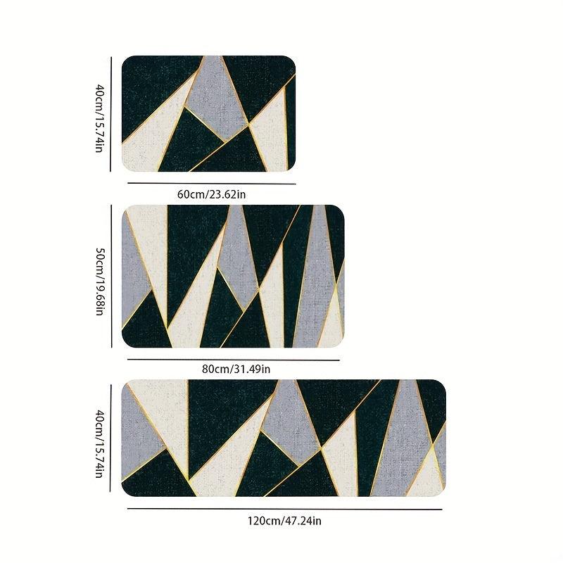 Geometric Pattern Kitchen Rug Dirt Resistant Waterproof Floor Mat
