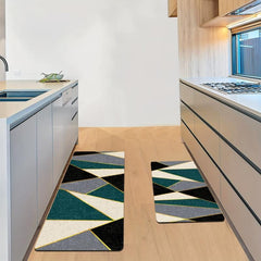 Geometric Pattern Kitchen Rug Dirt Resistant Waterproof Floor Mat