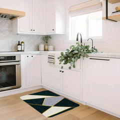 Geometric Pattern Kitchen Rug Dirt Resistant Waterproof Floor Mat