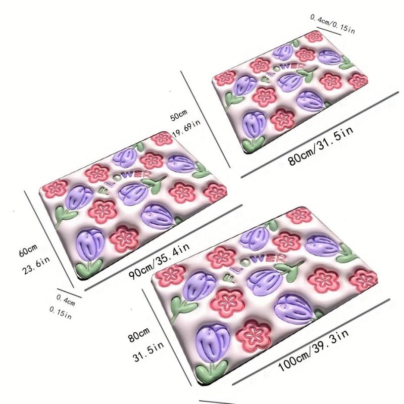 3D Diatom Mud Bath Mat Flowers Non Slip Bathroom Rug
