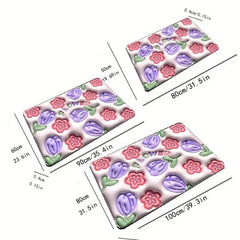 3D Diatom Mud Bath Mat Flowers Non Slip Bathroom Rug