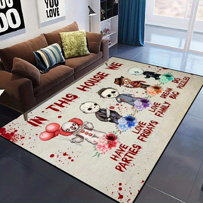 1pc Horror Anime Carpet Halloween Floor Rug Non-slip Resistant Rug