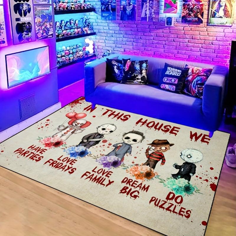 1pc Horror Anime Carpet Halloween Floor Rug Non-slip Resistant Rug