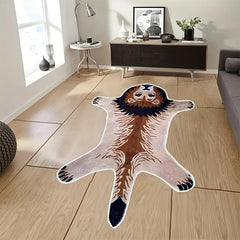 Lion Patterned Short Plush Carpet Mat for Home Office Desk and Chair