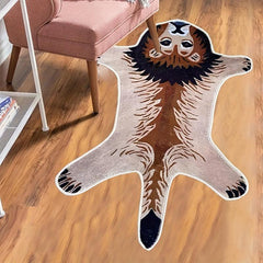 Lion Patterned Short Plush Carpet Mat for Home Office Desk and Chair