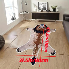 Lion Patterned Short Plush Carpet Mat for Home Office Desk and Chair