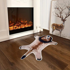 Lion Patterned Short Plush Carpet Mat for Home Office Desk and Chair