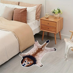 Lion Patterned Short Plush Carpet Mat for Home Office Desk and Chair