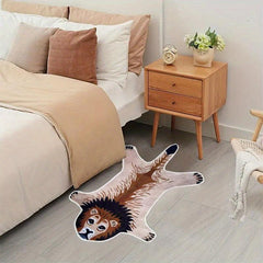 Lion Patterned Short Plush Carpet Mat for Home Office Desk and Chair