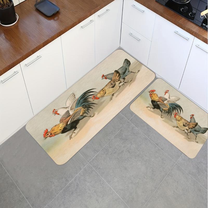 Soft Kitchen Rug Rooster Waterproof Non Slip Runner Absorbent Machine Washable