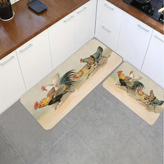Soft Kitchen Rug Rooster Waterproof Non Slip Runner Absorbent Machine Washable