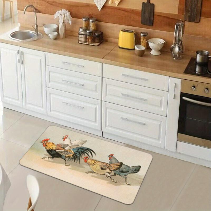 Soft Kitchen Rug Rooster Waterproof Non Slip Runner Absorbent Machine Washable