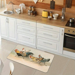 Soft Kitchen Rug Rooster Waterproof Non Slip Runner Absorbent Machine Washable