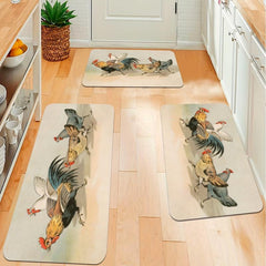 Soft Kitchen Rug Rooster Waterproof Non Slip Runner Absorbent Machine Washable